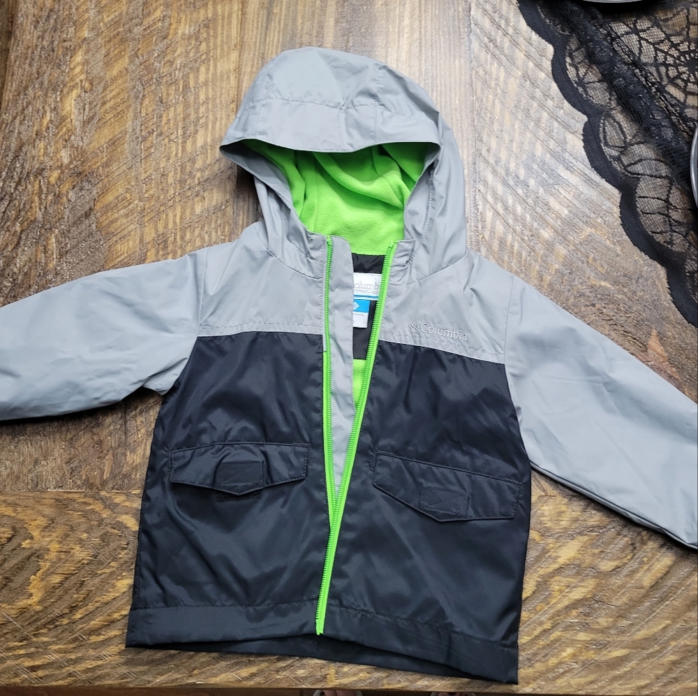 Columbia Kids Jacket - Gray and Black with Green Lining